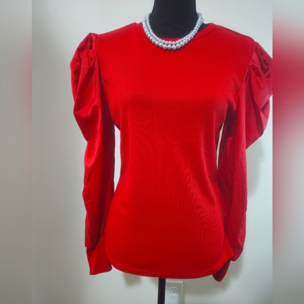Red Puff Sleeve Top